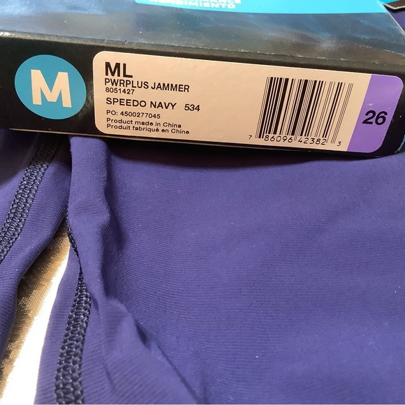 Speedo Swim Trunks Boys Size 26 Age 7-8, Racing Suit PowerPlus Jammer Navy - Picture 10 of 15